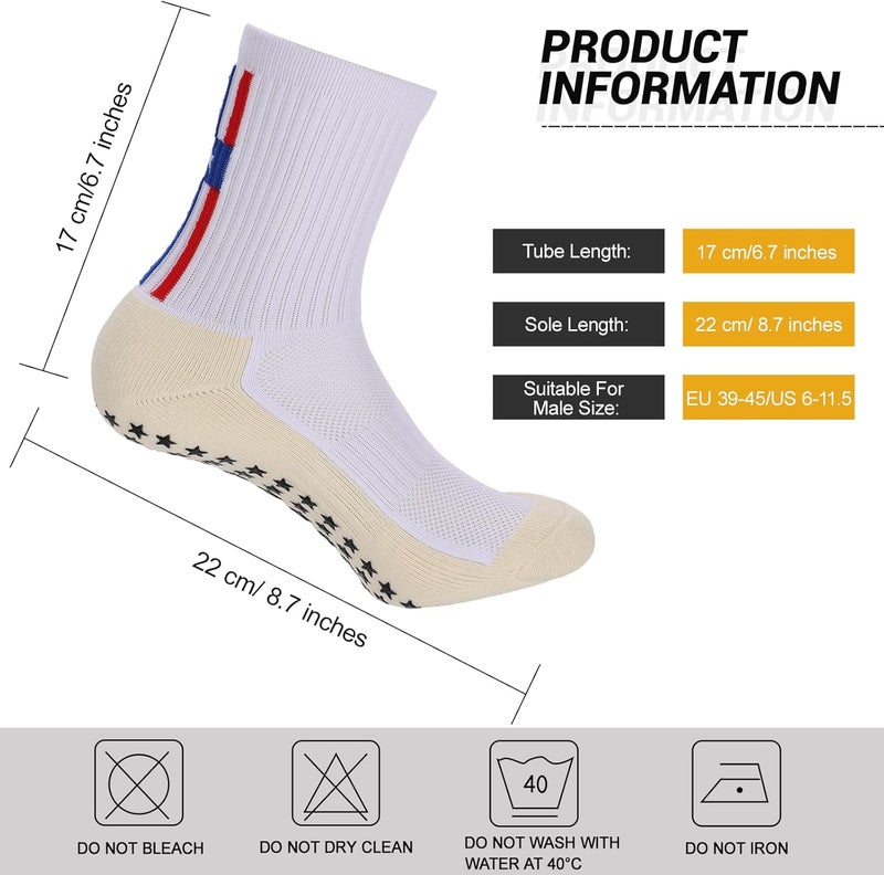 Ultrafun 3/5 Pairs Soccer Socks with Grip Pads Non Slip Football Basketball Sports Socks for Men Women - Image 3